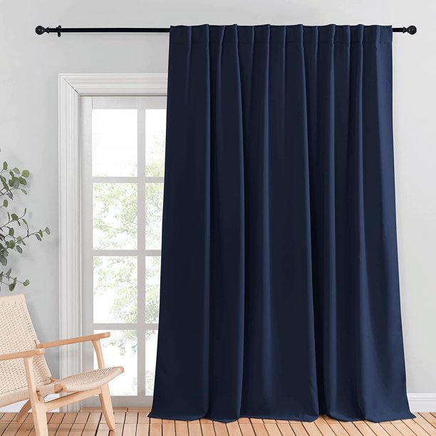 Blackout Wide Sliding Door Curtains Insulated Noise Reduction Ds Privacy Vertical Blind For Living Room Bedroom Cafe Bar Bay Window Navy W100 X L95 Inches Sold Individually Com Blackout Wide Sliding Door Curtains, Bay Window Sliding Door Curtains