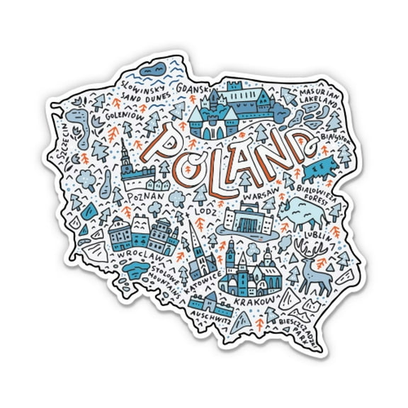 Poland Map Travel - 3" Vinyl Sticker - For Car Laptop Water Bottle Phone - Waterproof Decal
