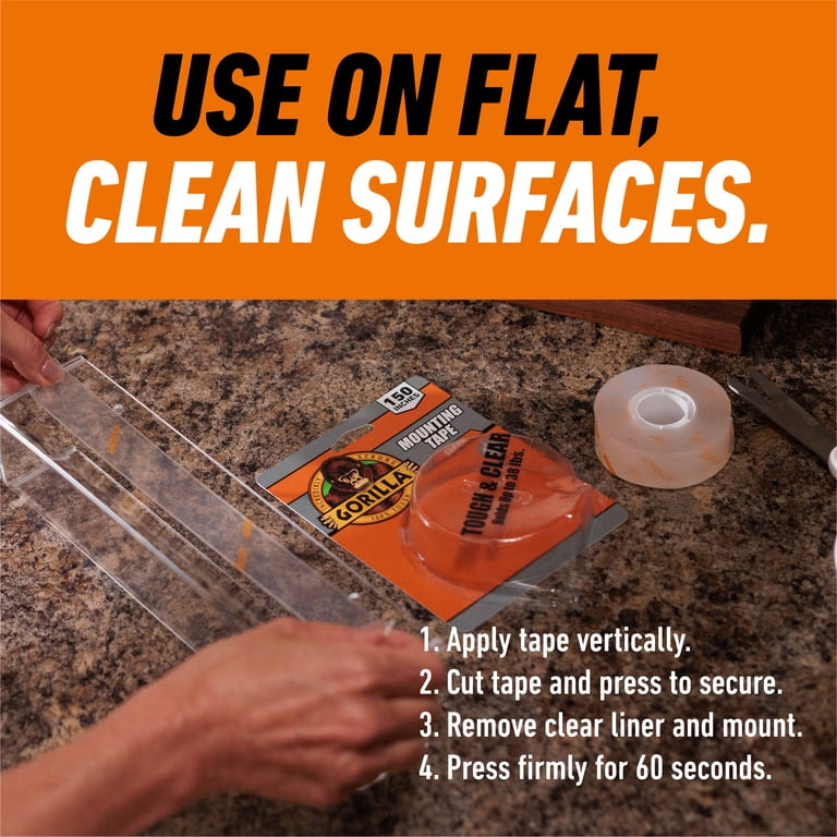 Gorilla Tough & Clear Double-Sided Mounting Tape, 1.5 in x 150 in photo 3