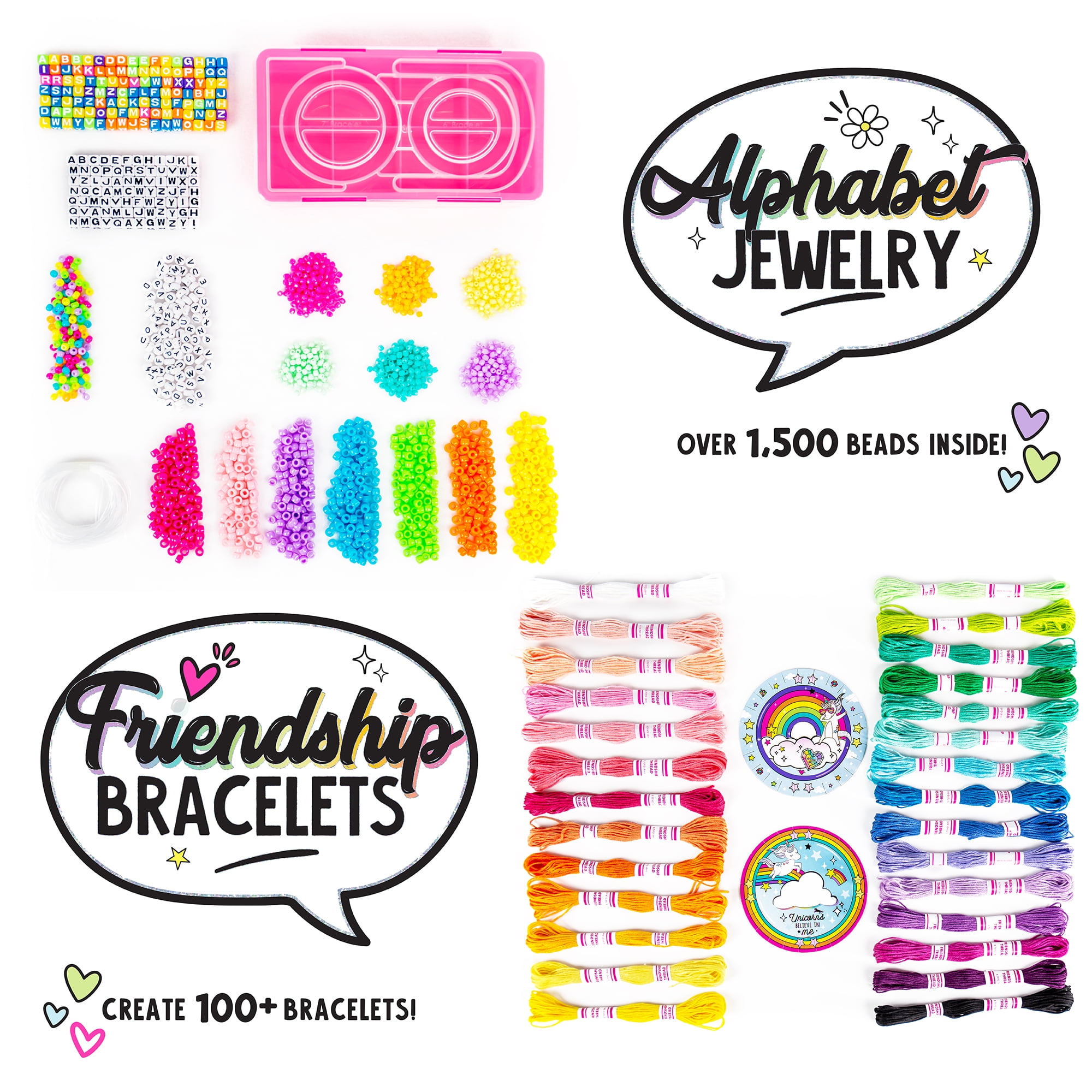 Love, Diana ABC Friendship Bead Case by Horizon Group USA, Create 30  Accessories, Includes 800+ Beads, Charms, Elastic Cording with Shoelace  Ends