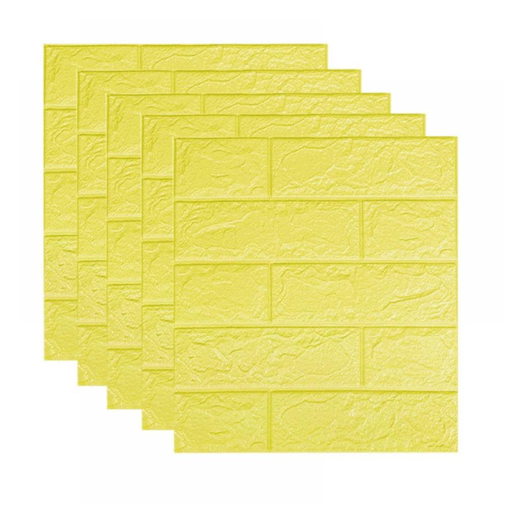 Art3d 5 Pack Peel And Stick 3D Wallpaper Panels For Interior Wall Decor  Self Adhesive Foam Brick Depressed Wallpapers In Yellow, Covers 29 Sq.Ft  From Art3dusa, $27.68