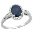 thumbnail image 1 of 14K White Gold Diamond Natural Australian Sapphire Ring Oval 8x6mm, size 10, 1 of 1