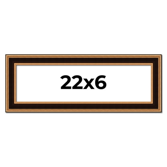 22x6 Frame Gold Brown Plein Air Vintage Solid Wood Picture Frame | 1.75 Inches Moulding Width |