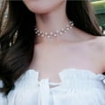 thumbnail image 2 of Guodhu Black White Crystal Choker Necklace- Fashion Simple Jewelry with Pearl and Crystal for Women, 2 of 6