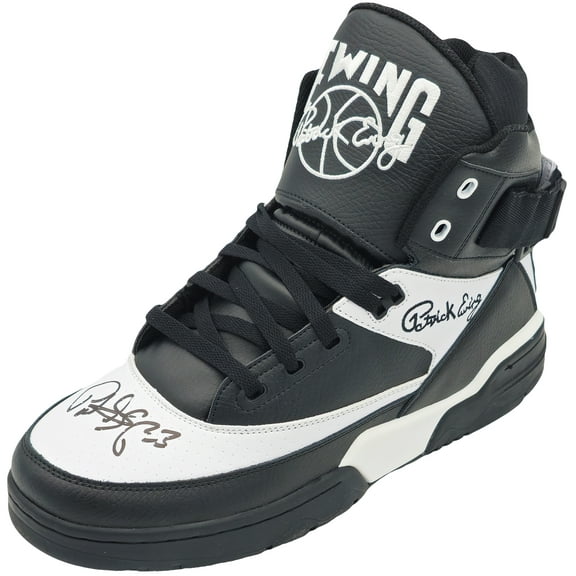 Patrick Ewing Autographed Black & White Ewing Athletics 33 HI OG Left Shoe New York Knicks Size 13 W/ Box Beckett BAS Witness 236553
