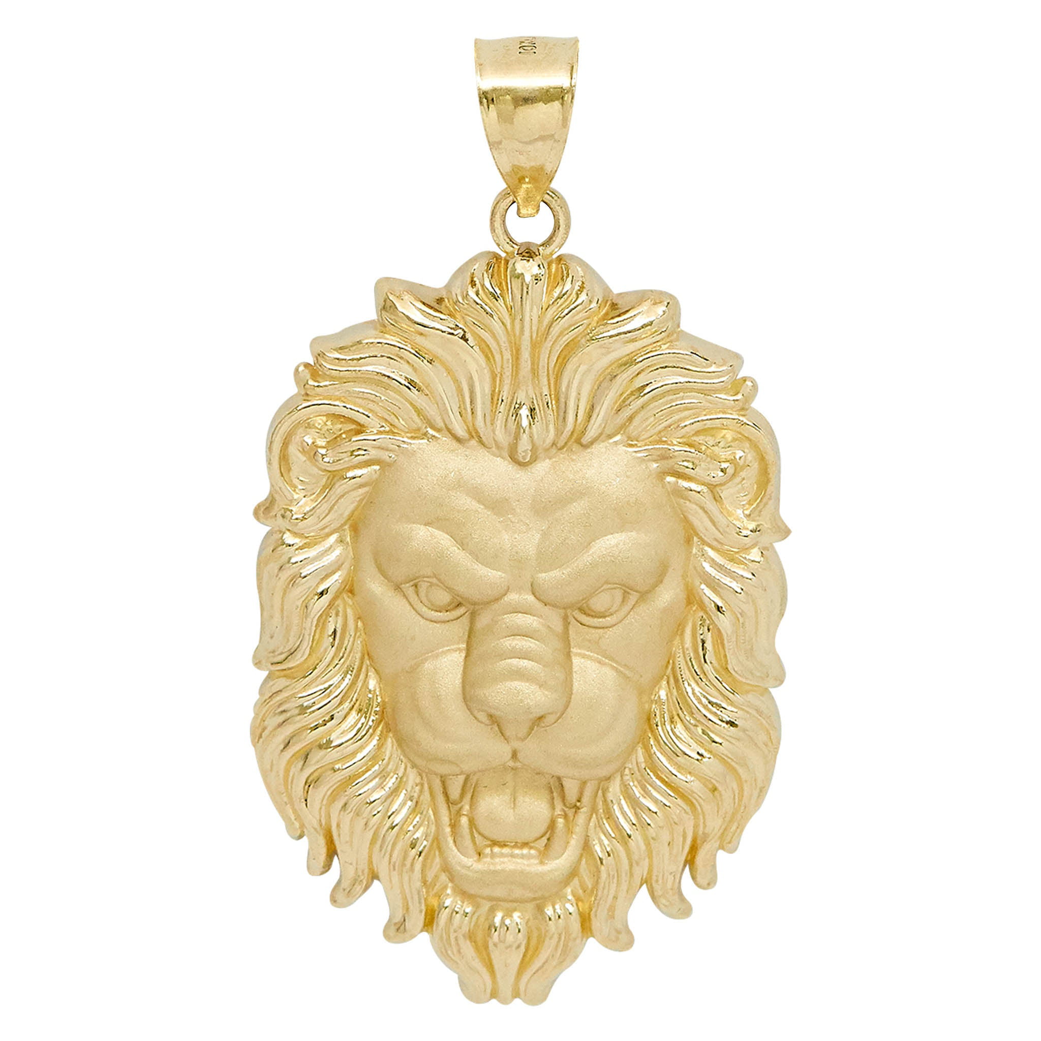 Men's Diamond Cut Lion Head Charm Pendant Real Solid 10K Yellow Gold ALL SIZES 
