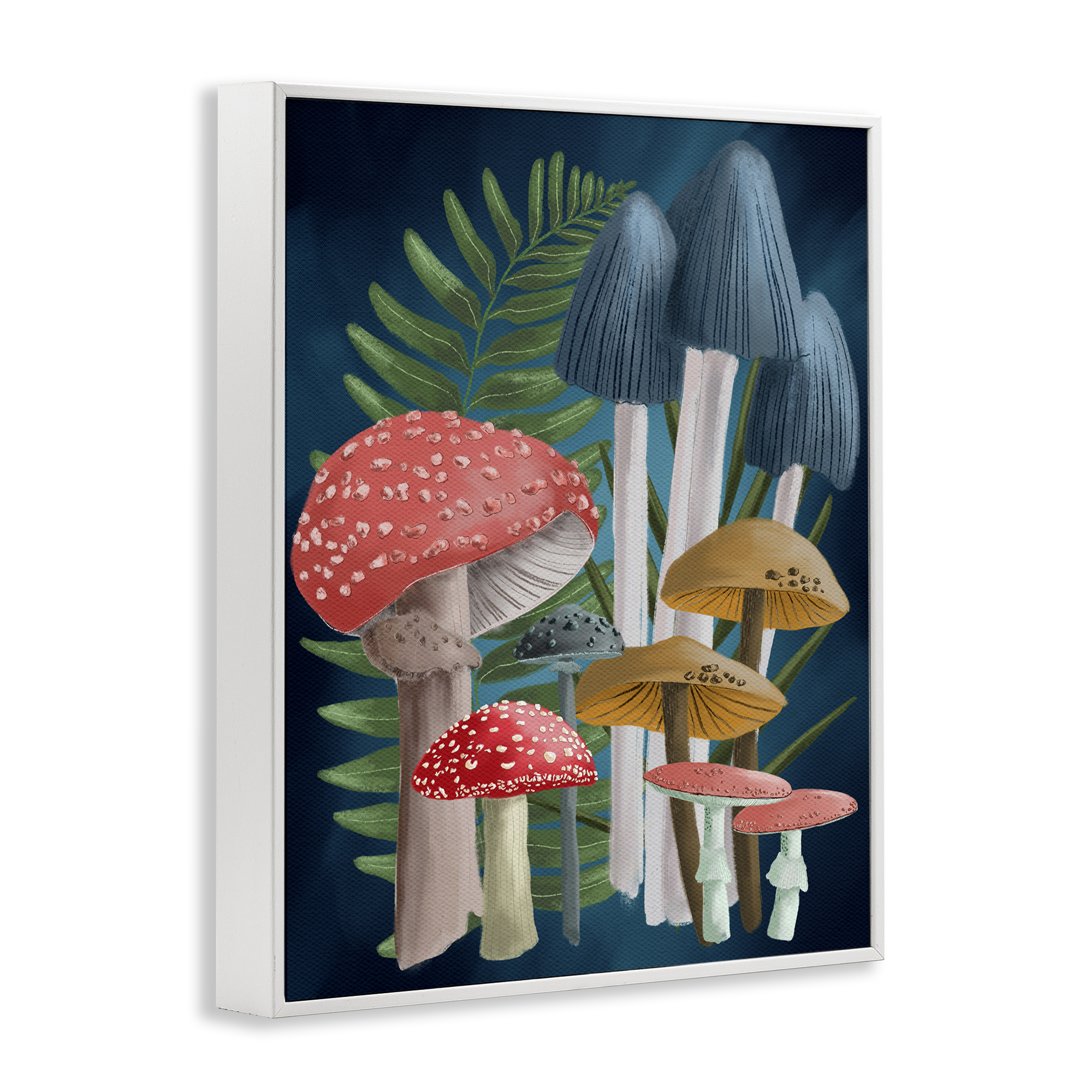 Stupell Industries Forest Fern & Mushrooms Botanical & Floral Painting White Framed Art Print Wall Art, 11 x 14