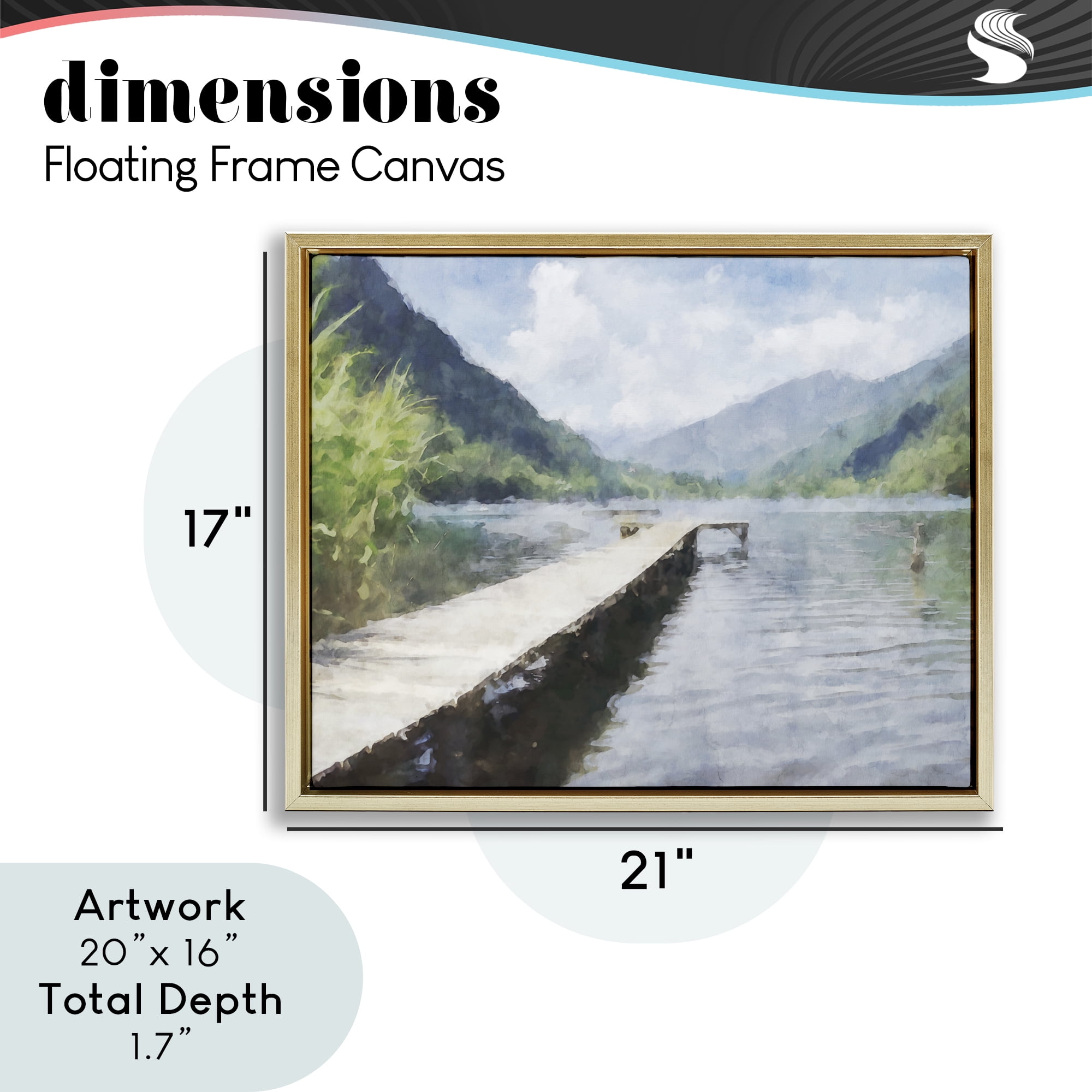 Stupell Industries Dappled Lake Dock Gold Framed Floater Canvas Wall Art, design by Kim Curinga