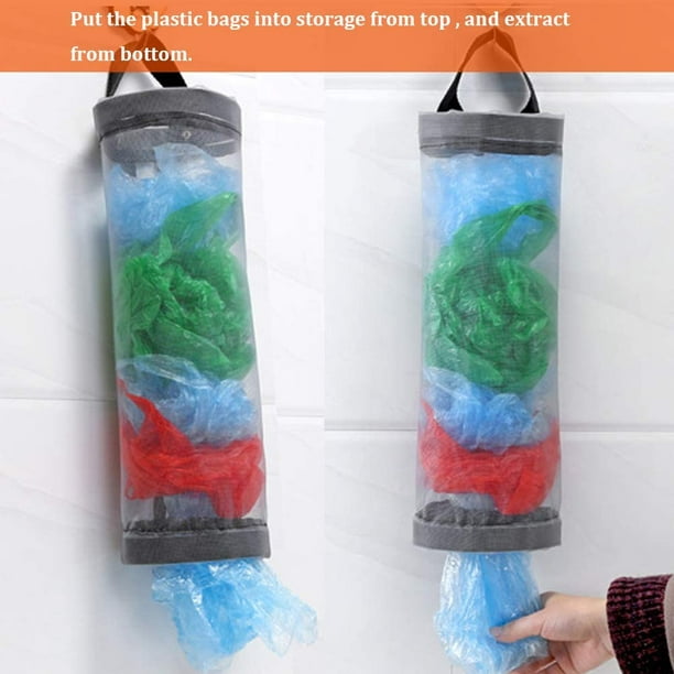2 Pack Mesh Hanging Storage Dispensers - Plastic Bag Holder for Organizing  and Storing.