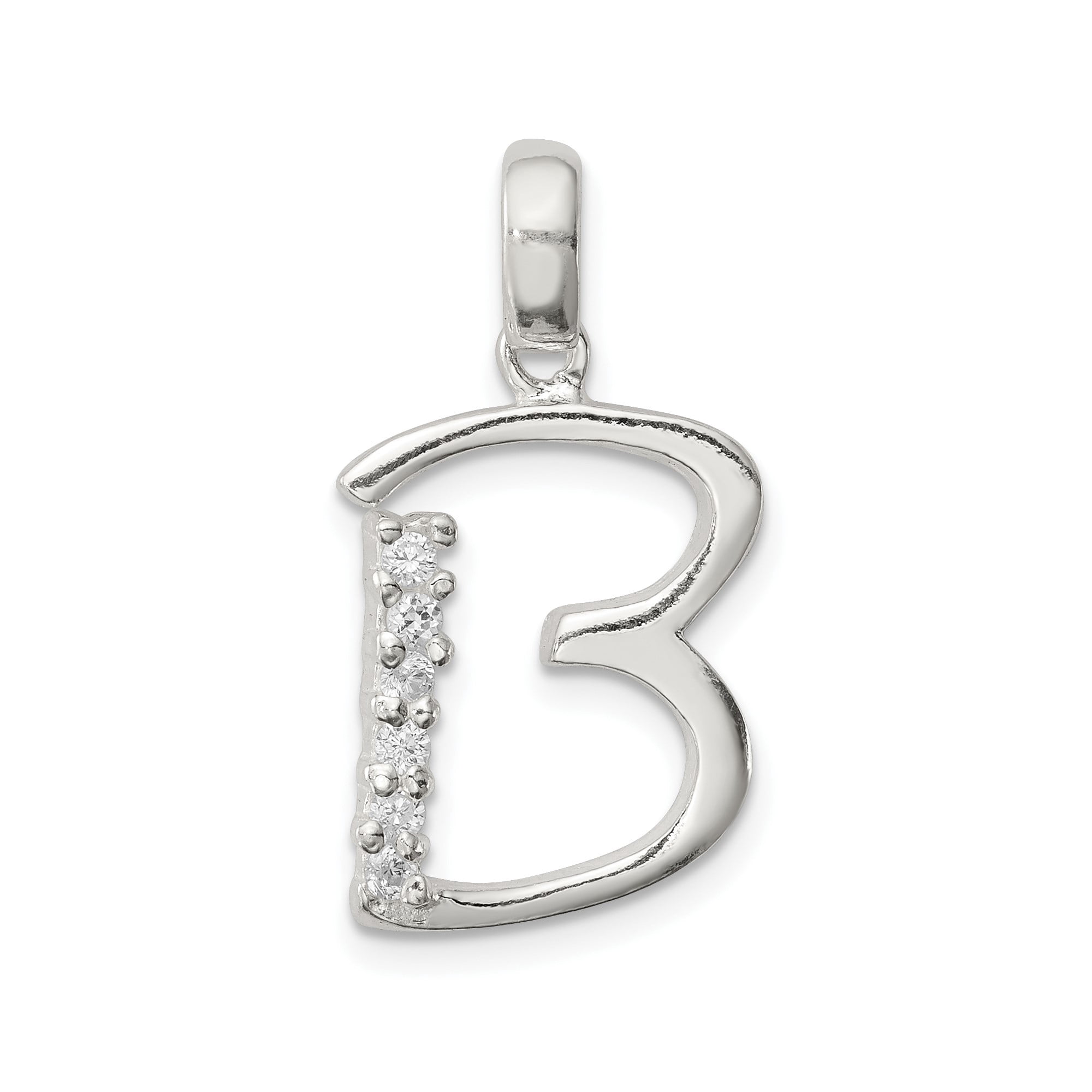 Sterling Silver Initial B Pendant Necklace with Cubic Zirconia, Modern Minimalist Monogram Charm for Women or Unisex, Personalized Alphabet Jewelry for Identity and Style