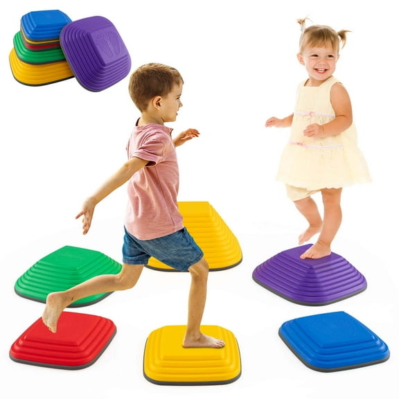 Costway 6 Pcs Kids Stepping Stone Square Balance Blocks for Indoor/Outdoor Exercise