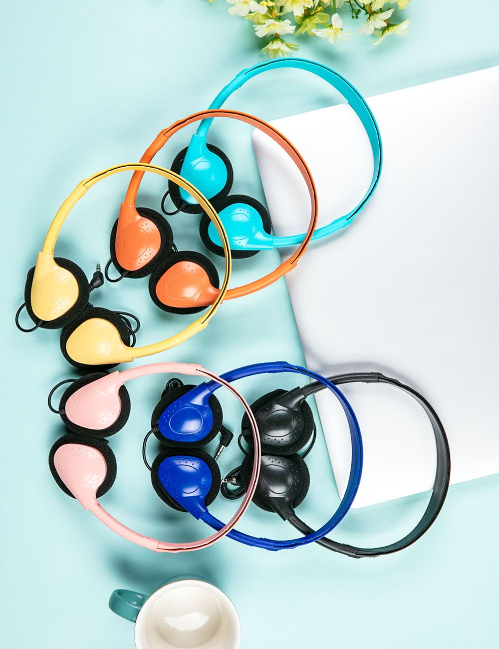 QWERDF 24 Packs Headphones Bulk Classrooms Students Wired Earphones for School Durable Individually Wrapped in 6 Colors