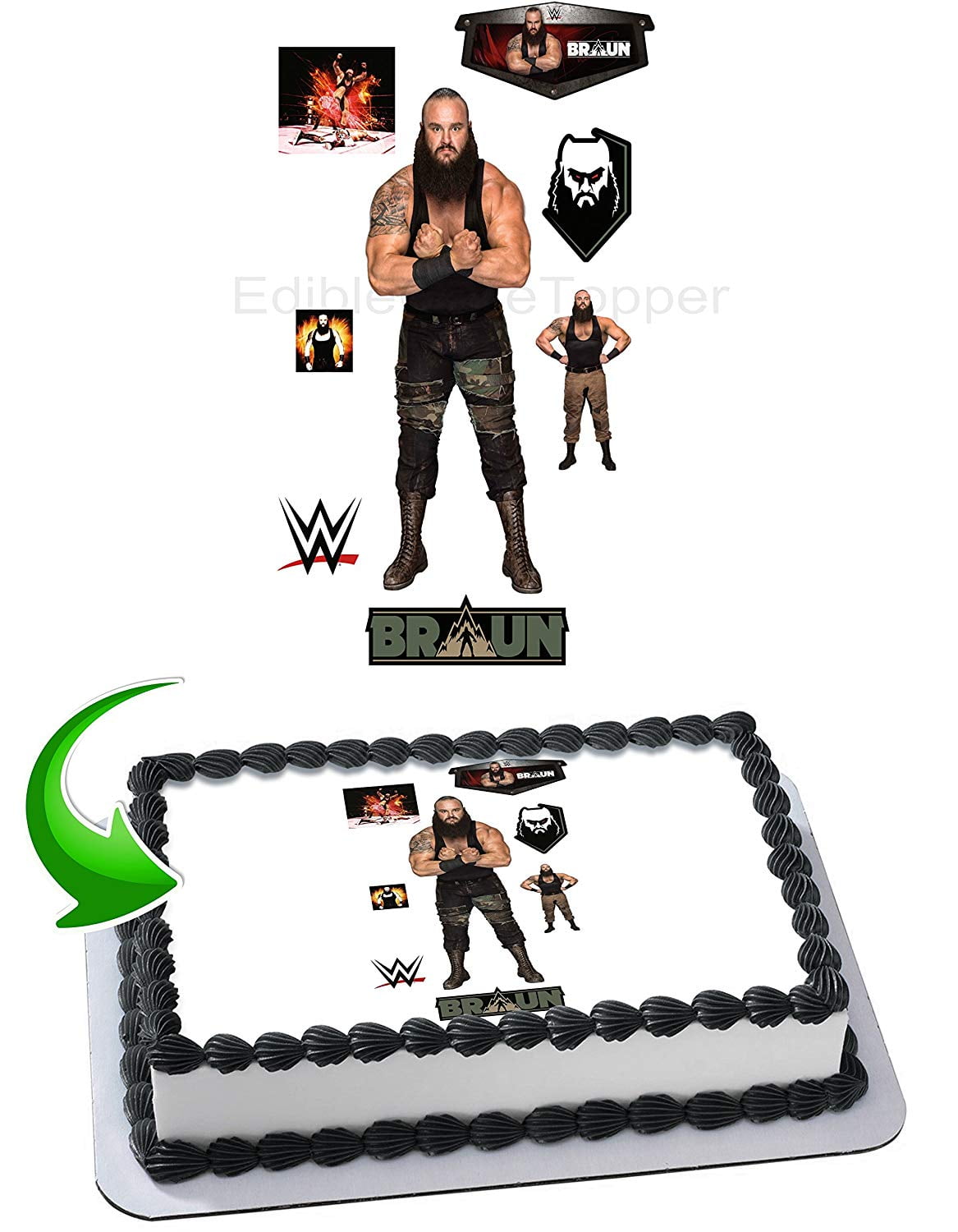 Braun Strowman Wwe Edible Cake Image Topper Personalized Birthday Party 1 4 Sheet 8 X10 5 Walmart Com