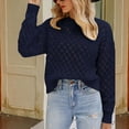 thumbnail image 6 of REORIAFEE Comfortable Women's Sweaters Long Sleeve Crew Neck Solid Color Sweater Classic Style Knit Pullover Relaxed Pullover Hollow Out Sweater Tops Navy S, 6 of 6
