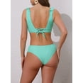thumbnail image 3 of DARING DIVA Women's 2 Piece Ruffle Trim V Neck Leopard Bikini Set XL Cyan, 3 of 6