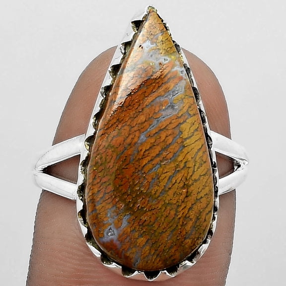 Desiregem Natural Red Moss Agate 925 Sterling Silver Adult Women Ring s.8 Jewelry SDR151724