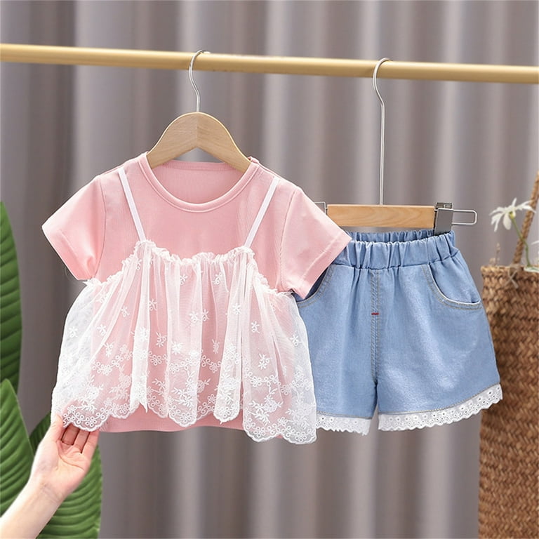 Spring Summer Baby Girl Clothing Set Kids Tracksuit Heart T shirt