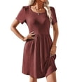 thumbnail image 3 of SHINE UP Dresses for Women Summer Square Neck Short Sleeve Knee Length Dress with Pockets, 3 of 6