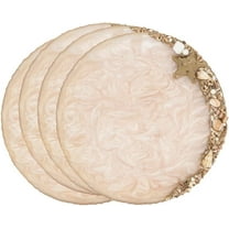Fennco Style Resin Enchanted Seashell Placemat 14" Round, 1-Piece - Ivory Ocean-Inspired Table Mat Heat Resistant Insulation for Home, Boho Décor, Dining Table, Banquets, Special Events