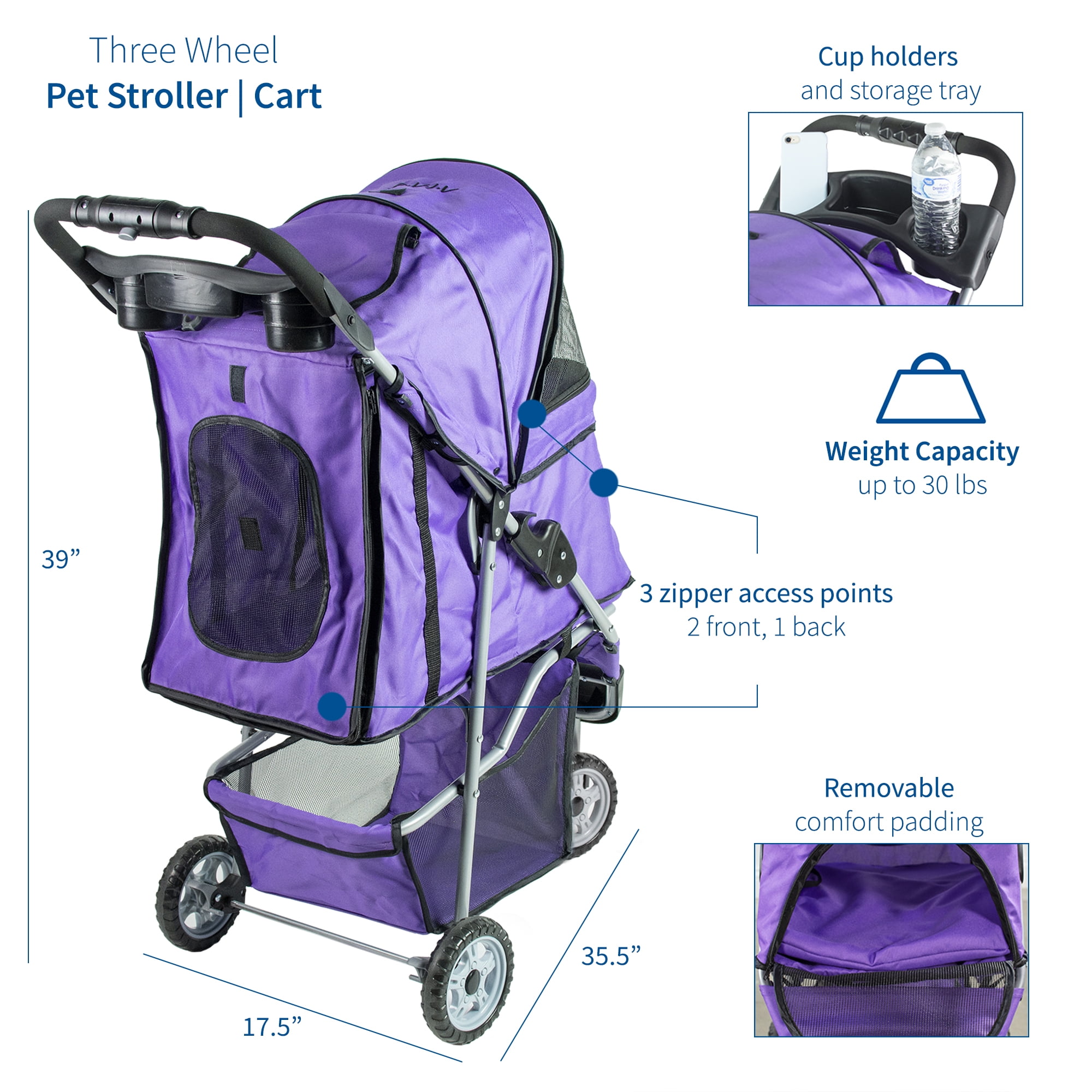 Vivo 3 wheel sales dog & cat stroller