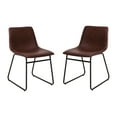 thumbnail image 2 of Merrick Lane 18 inch Faux Leather Bucket Seat Dining Chairs with Black Frame in Dark Brown, Set of 2, 2 of 14