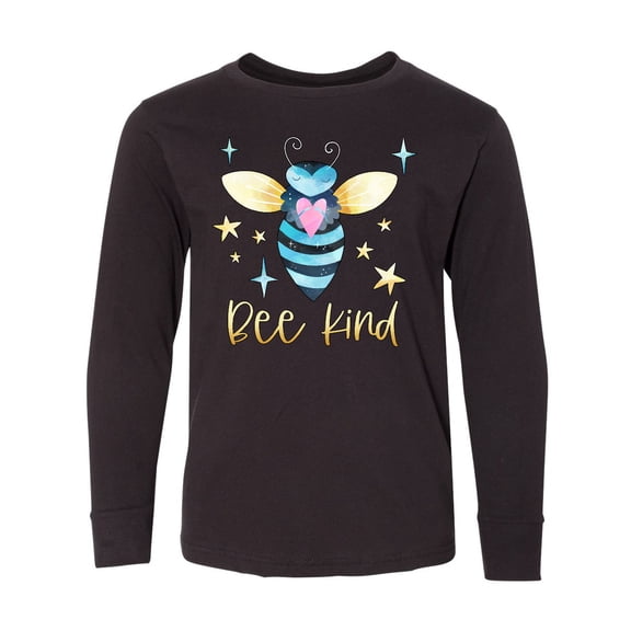 Inktastic Bee Kind with Stars and Heart Long Sleeve Youth T-Shirt