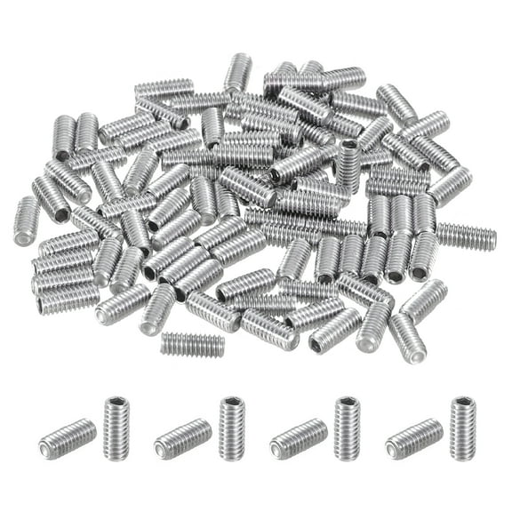 100Pack Hex Socket Grub Screw, M2.5x6mm 304 Stainless Steel Head Socket Set Screws Flat Point Grub Bolt