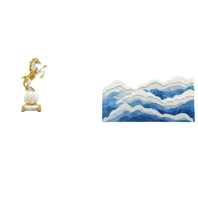 Figura de escritorio,Estantería con estatua de caballo para escritorio,oficina y decoración del hogar.,Figura decorativa de escritorio de resina para decoración del hogar,Alfombra de