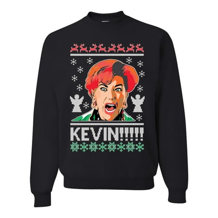 Kevin!!! Screaming SonMovie Ugly Christmas Sweater Unisex Crewneck Graphic Sweatshirt, Black, Small