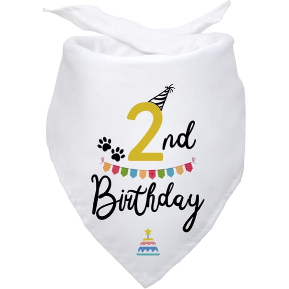 Dog Birthday Bandana Happy 2nd Birthday Dog Bandana Party Supplies Pet Dog Lover Gifts Happy Birthday Dog Triangle Scarf for Pet Dog Puppy Pet Scarf Accessories
