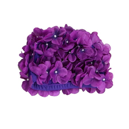 

NUOLUX Fashionable Swim Floral Petal Stylish Swimming Hat Bathing Caps Size L for Women (Purple)
