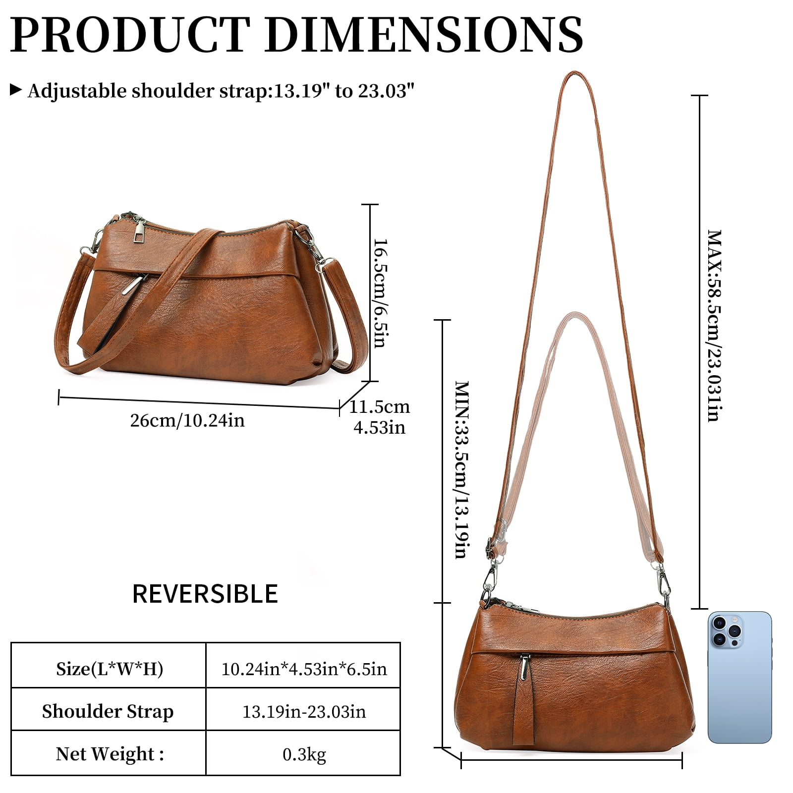 GOIACII Shoulder Bag for Women Leather Purse Crossbody Bag with Adjustable Strap