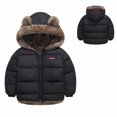 thumbnail image 2 of Odeerbi Kids Heavy Coat Winter Warm Padded Coats Toddler Baby Boys Girls Autumn Fleece Padded Jacket Hooded Zip Coat Black, 2 of 5
