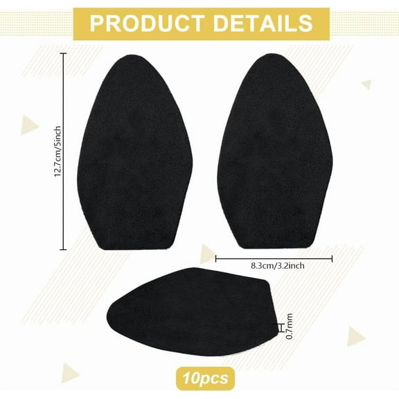 20pcs Suede Soles Self Adhesive Half Soles Shoes Pads Non-Slip Shoe Sole Protectors Stick on Suede Patches for Dance Shoes High-Heeled Pole Dance Shoe Protectors 5x3.3 Black