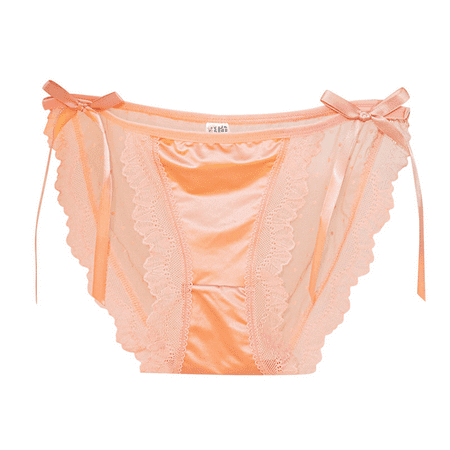 Fulorrnie Women s Lace Panties Breathable Cotton Gusset  Silk Mesh Panels  Bow Accent Lace Trim Sexy Comfortable Underwear  Pink  XL