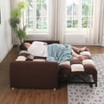 thumbnail image 4 of Holaki 45 x 68 Small Teddy Convertible Loveseat, 3 in 1 Sleeper Sofa Couch Bed, Futon Sofa Pull out Bed with Adjustable Backrest, 2 Pillows, Brown+Beige, 4 of 9