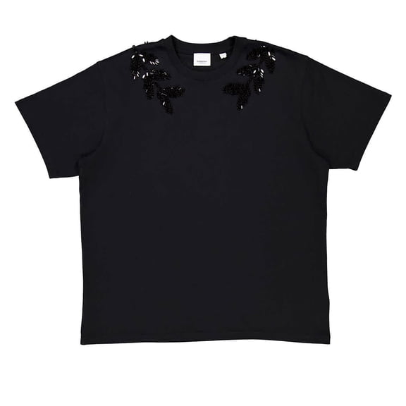 Burberry Embellished Crystal Oak Leaf Crest Cotton T-Shirt, Men's Size XX-Small (Youth Size Large)