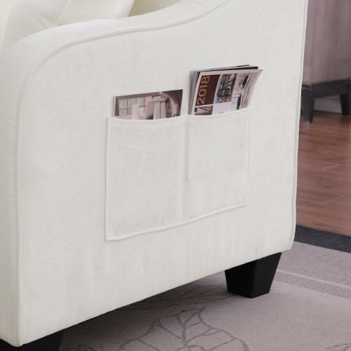 Loveseat Recliner, Double Sofa Bed with Storage Footstool and Irregular Armrests, Corduroy Convertible Bed, Perfect for Living Rooms, Beige
