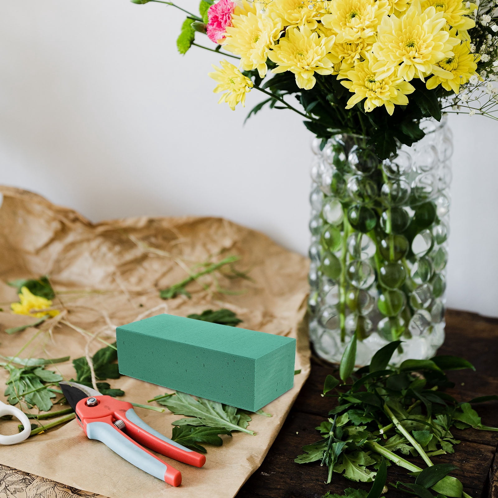 OUNONA 6Pcs Green Flower Mud Base Floral Foam Blocks for Fresh Flower Arrangements and DIY Decor