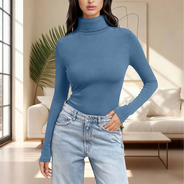 Ailaofu Chandail à Col Roulé pour Femmes Manches Longues Décontracté Automne Hiver chandail Tricoté