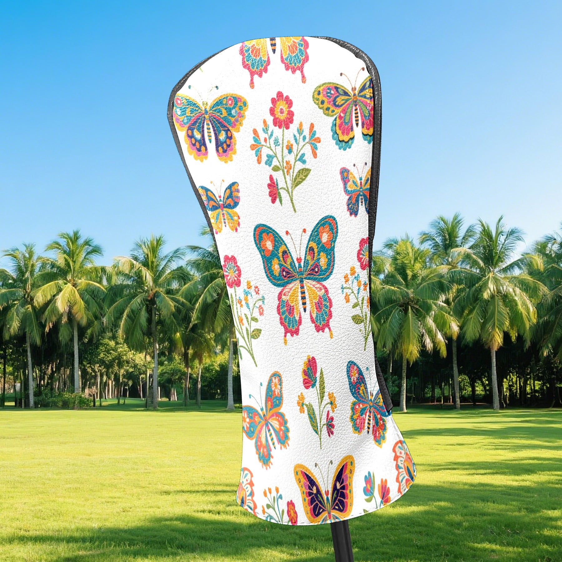 Golf Club Covers, Butterfly1 Premium PU Leather Driver Hybrid Putter Head Covers with Velvet Lining, Waterproof Golf Gifts for Men Women