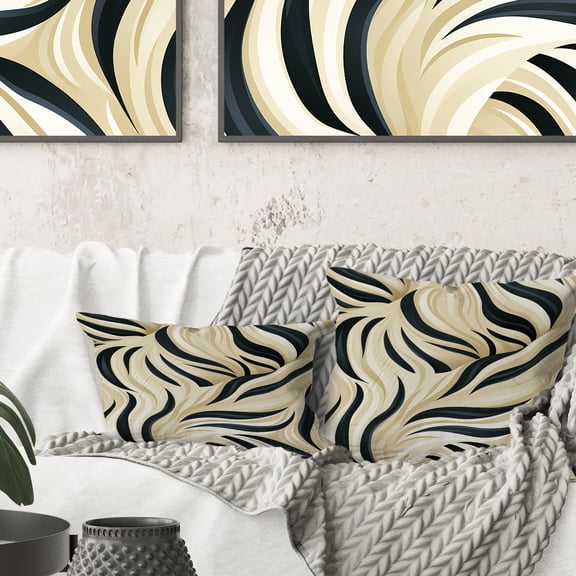 Designart "Zebra Harmony in Cream" Abstract Printed Throw Pillow
