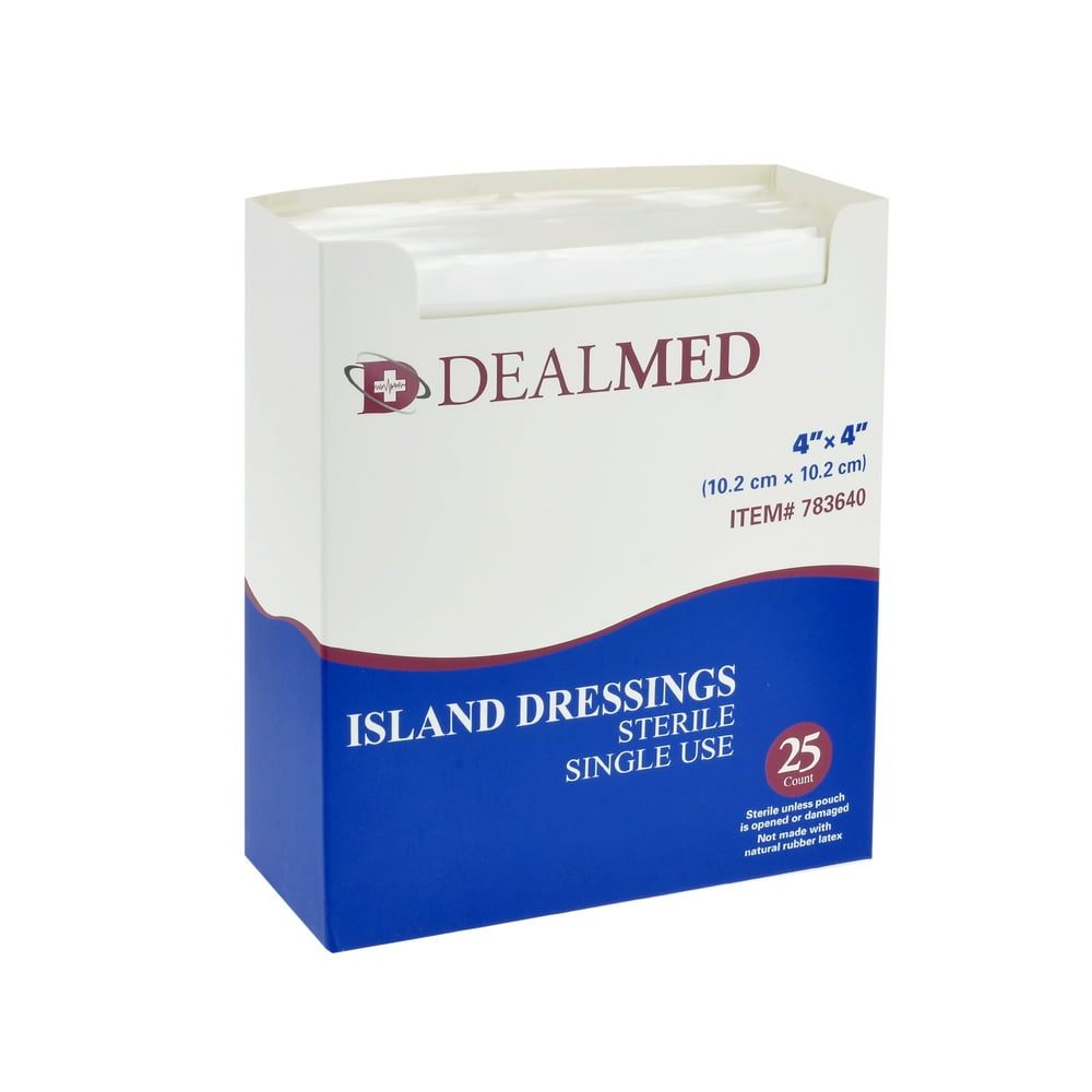 Dealmed Bordered Gauze Island Dressing, Sterile, 4" x 4", 25/Bx