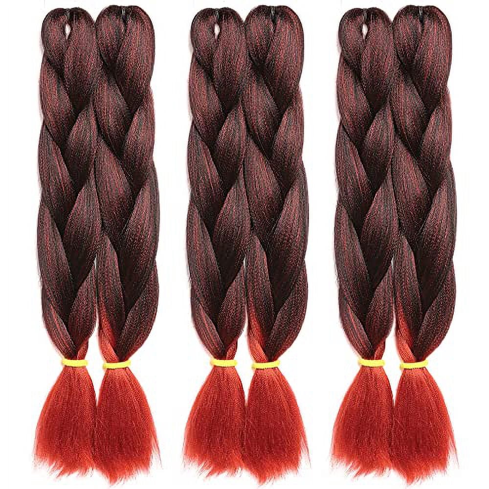 Supreme Hair Pre-Stretched Braiding Hair Extensions â€“ 48 Inch Long Unfolded 6 Bundles Total Xpression 100% Kanekalon TZ Braid Pre-Cut and Pre-Combed Synthetic (3-PACK, T1B/COPPER)