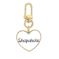 thumbnail image 1 of Stylish Word Shopaholic Art Deco Fashion Gold Heart Keychain Metal Keyring Holder, 1 of 3