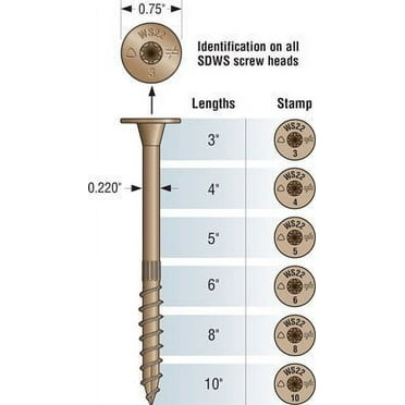 SDWS22500DB-RC12 Structural Wood Screw Pak of 12pcs