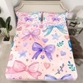thumbnail image 2 of Manfei Colorful Kawaii Bow Tie Queen Sheet Sets,Princess Bowknot Bow Flat Sheet,Heart Stars Print Queen Fitted Sheet For Girl Kids,Luxury Bedroom Decor,4-Piece, 2 of 7