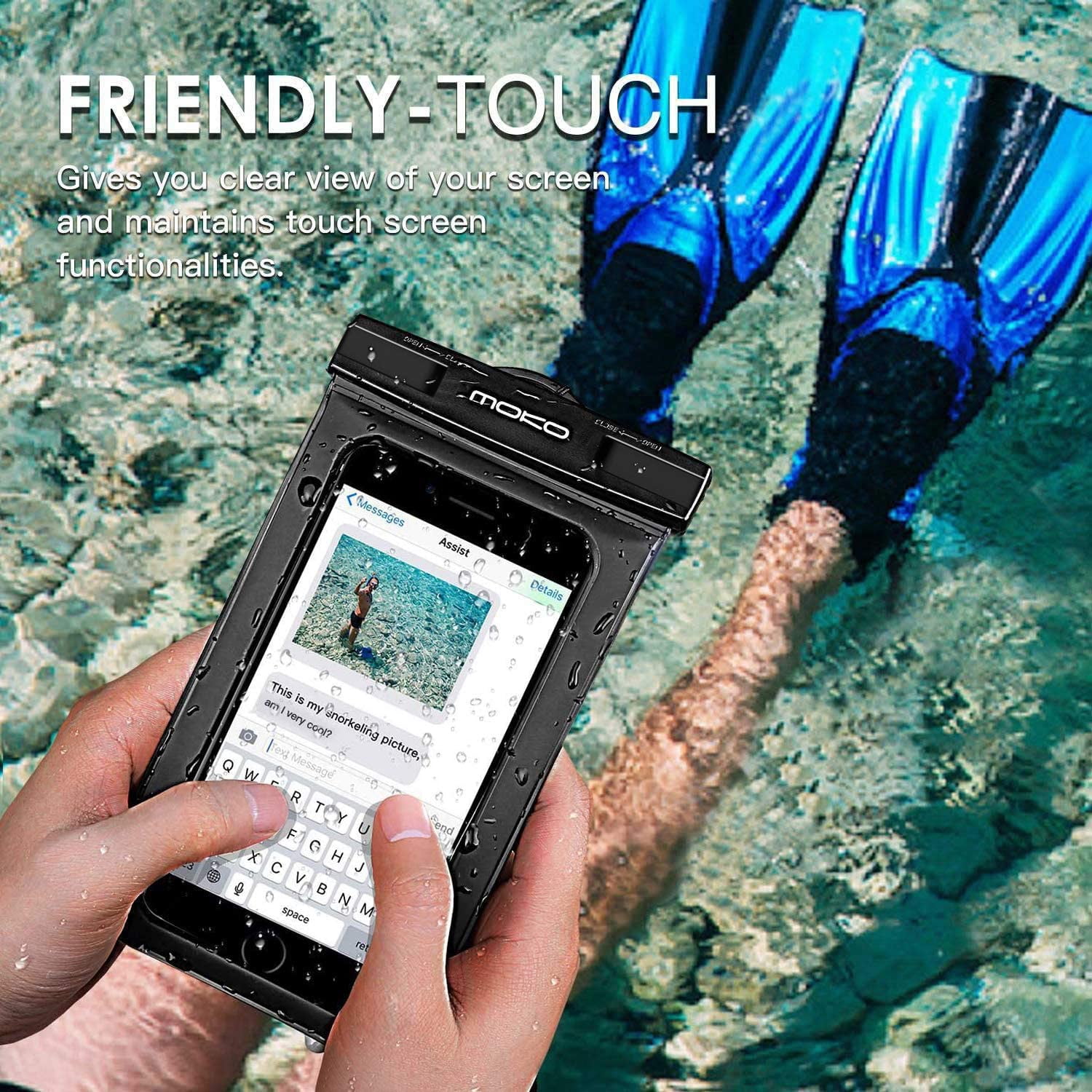 MoKo Waterproof Phone Pouch Holder with Lanyard Armband IPX8