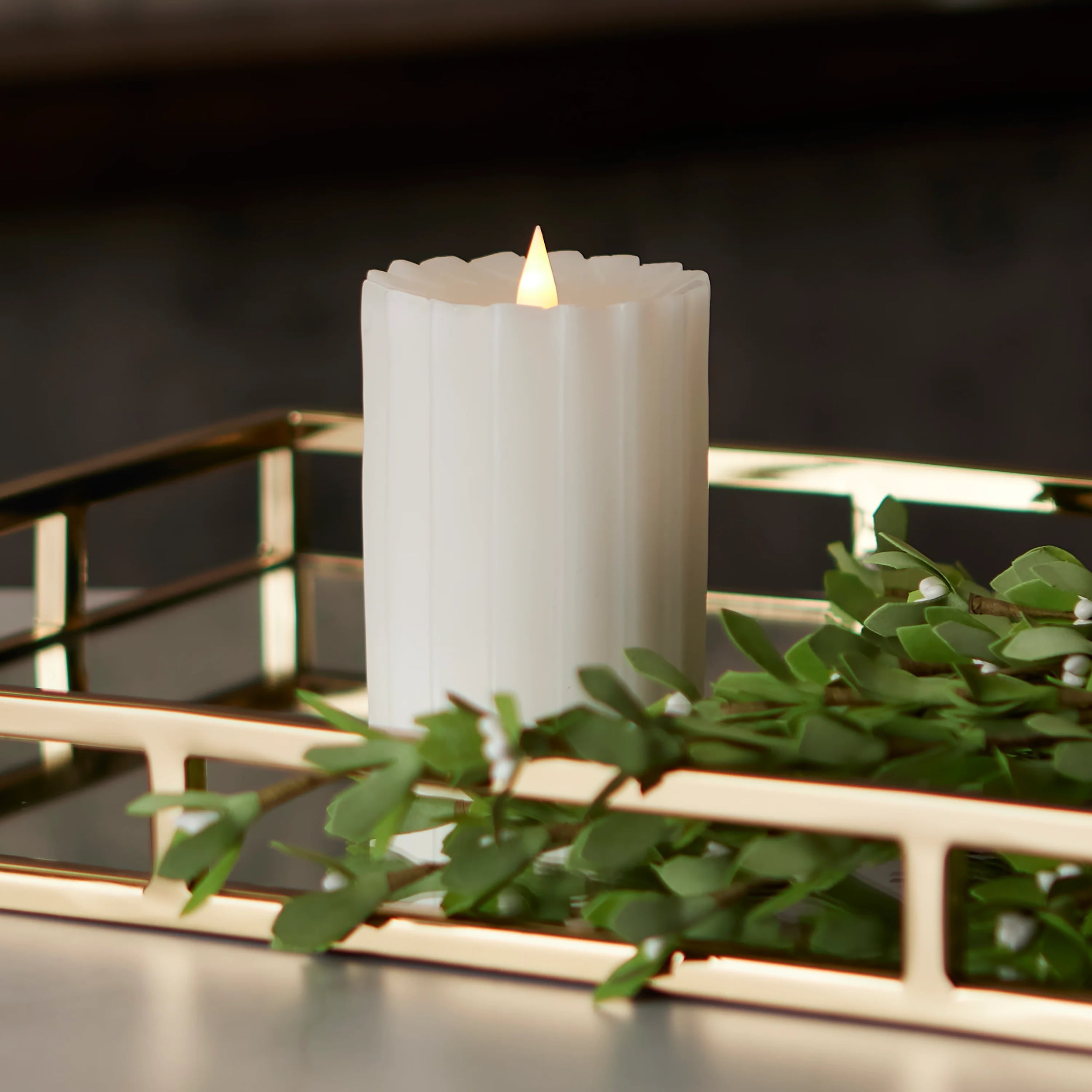 Seasonal LLC 5" x 11" Paraffin Realistic Adjustable Brightness LED White Flameless Pillar Candle
