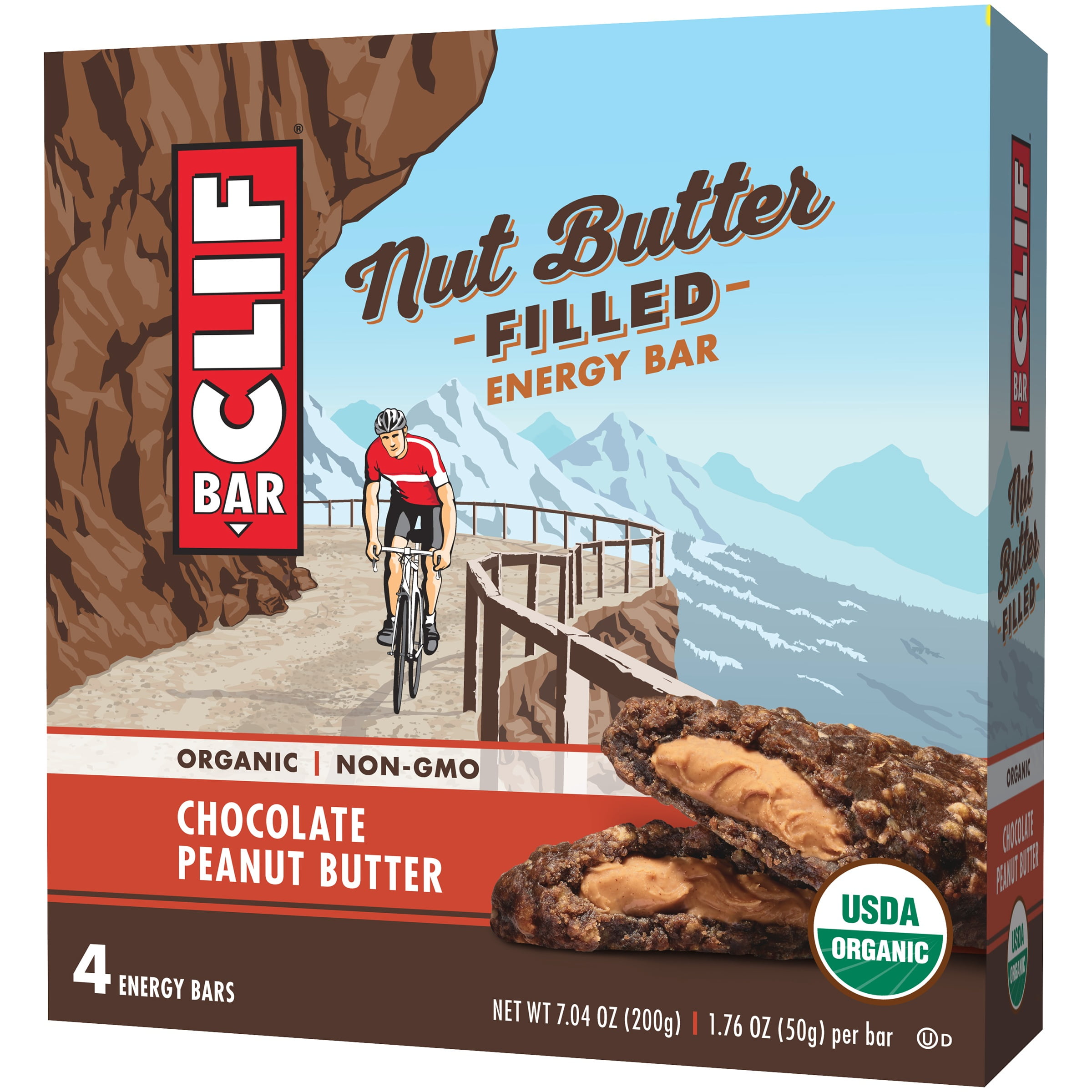 Clif Bar, Nut Butter Filled, Chocolate Peanut Butter, 4 Energy Bars, 1.